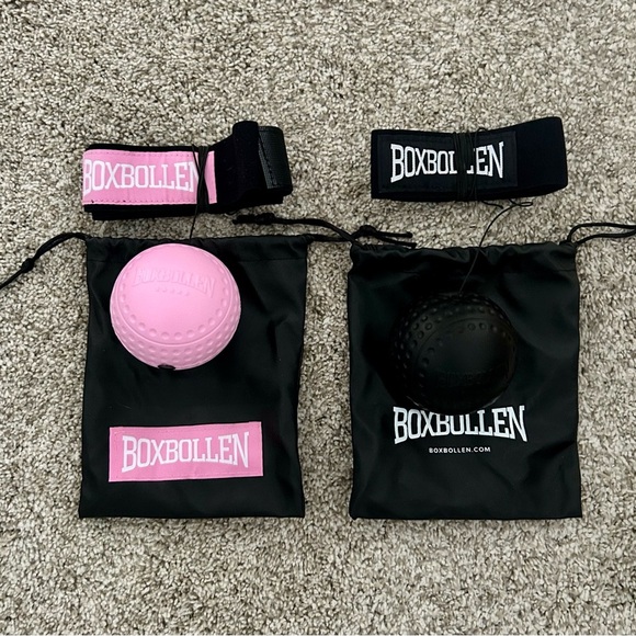 ⭕️Boxbollen Boxing Ball w Adjustable Strap. Interactive App Pink and Black SET - Picture 1 of 10